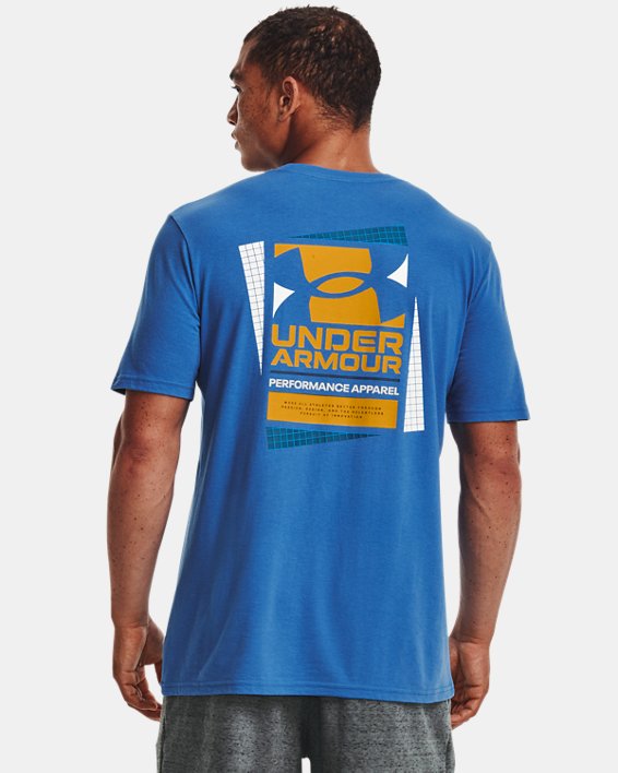 Men's UA Multicolor Box Logo Short Sleeve, Blue, pdpMainDesktop image number 1